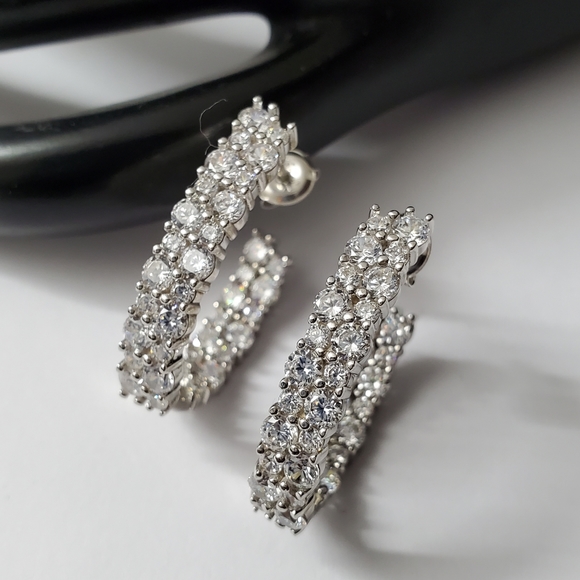 Sterling Silver 925 Inside Out Hoop Earrings